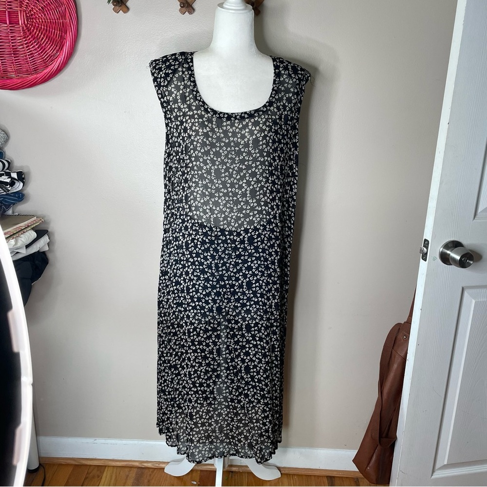 Vintage Lola P semi sheer floral maxi dress